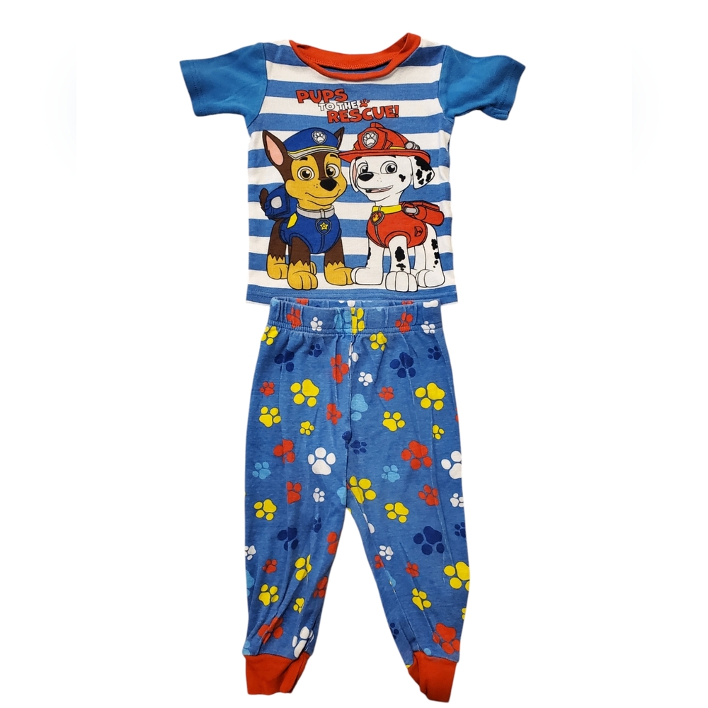Paw Patrol Kids Pajama Set - Blue Stripes and Paws